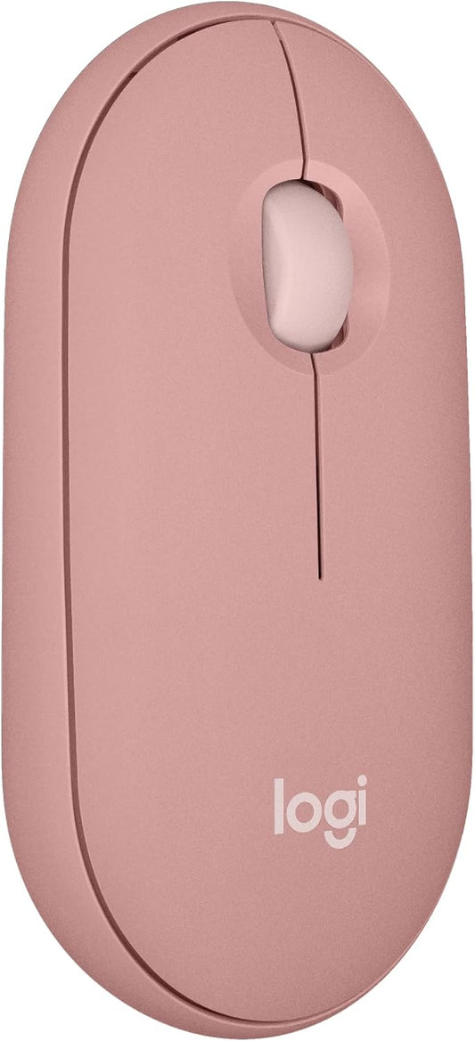 Logitech Pebble Mouse 2 M350s Slim Bluetooth Wireless Mouse, Portable, Lightweight, Customizable Button, Quiet Clicks, Easy-Switch for Windows, macOS, iPadOS, Android, Chrome OS - Tonal Rose