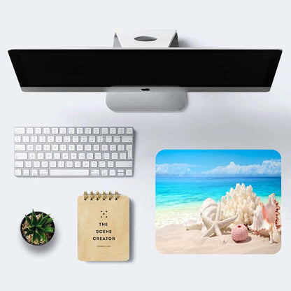 Sand Beach Mouse Pad,Cute Mouse pad,Custom Small Mouse Pads with Designs,Portable Office Non-Slip Rubber Base Wireless Mouse Pad for Laptop