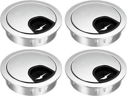 uxcell Cable Hole Cover, 2Inch/50mm Zinc Alloy Desk Wire Cord Cable Grommets Hole Cover for Office PC Desk Cable Cord Organizer, 4Pcs Bright Silver