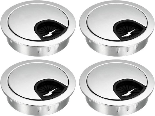 uxcell Cable Hole Cover, 2Inch/50mm Zinc Alloy Desk Wire Cord Cable Grommets Hole Cover for Office PC Desk Cable Cord Organizer, 4Pcs Bright Silver
