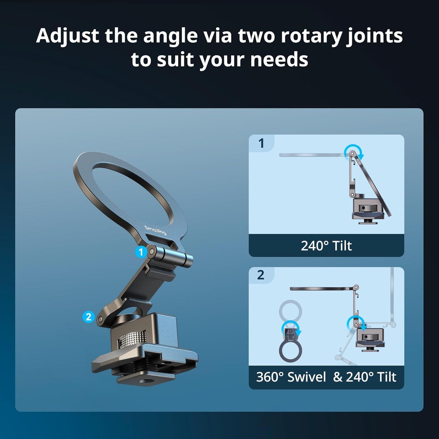 SMALLRIG Metal Phone Mount with Baseplate for Arca-Standard, Compatible for DJI RS 4 Mini, Smartphone Support with Cold Shoe Mount, Phone Tripod Mount for iPhone 17/16/15 Series etc. - 5339