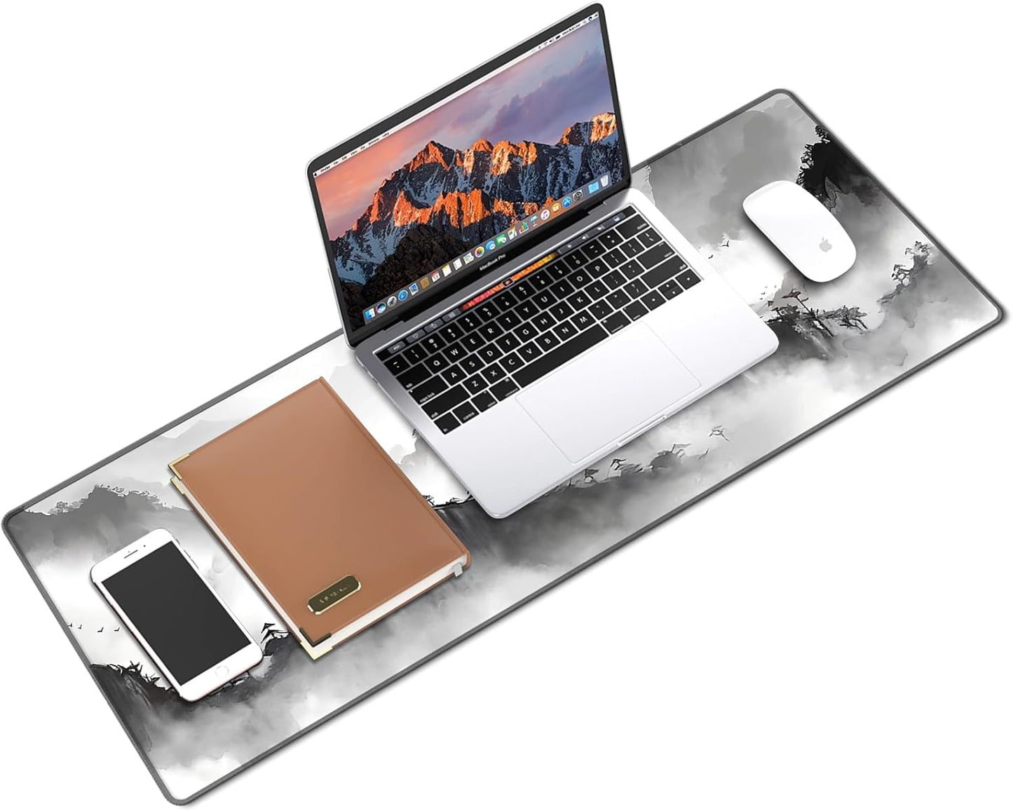 Galdas Gaming Mouse Pad XXL XL Large Long Extended Big Mousepad Non-Slip Rubber Keyboard Mouse Pad with Stitched Edges for Laptop Home Office (31.5x11.8x0.08 Inch) … (Black Ink)