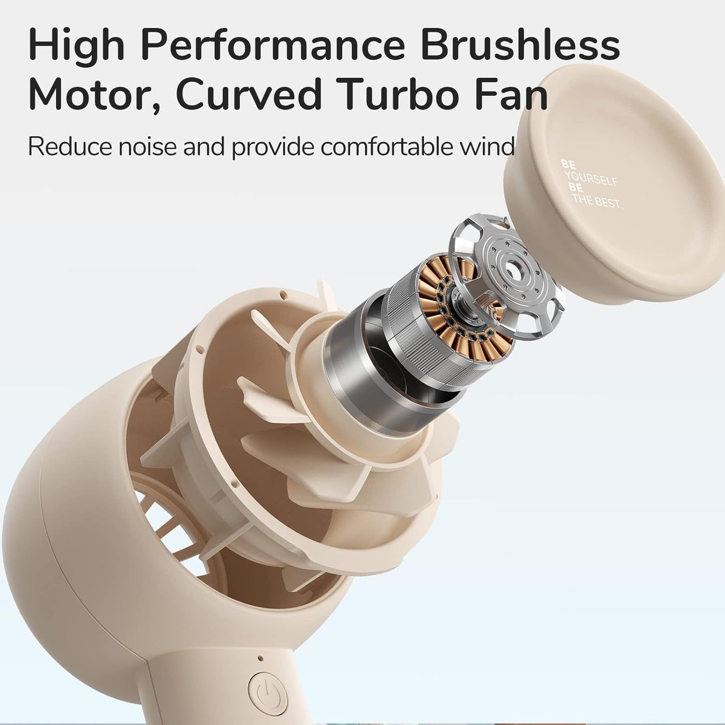 JISULIFE Mini Portable Fan-Bladeless Safe Design, Powerful Turbo Handheld Fan with 3 Speeds, USB Rechargeable, Small Pocket Design for Travel/Lash, Gifts For Girls/Women