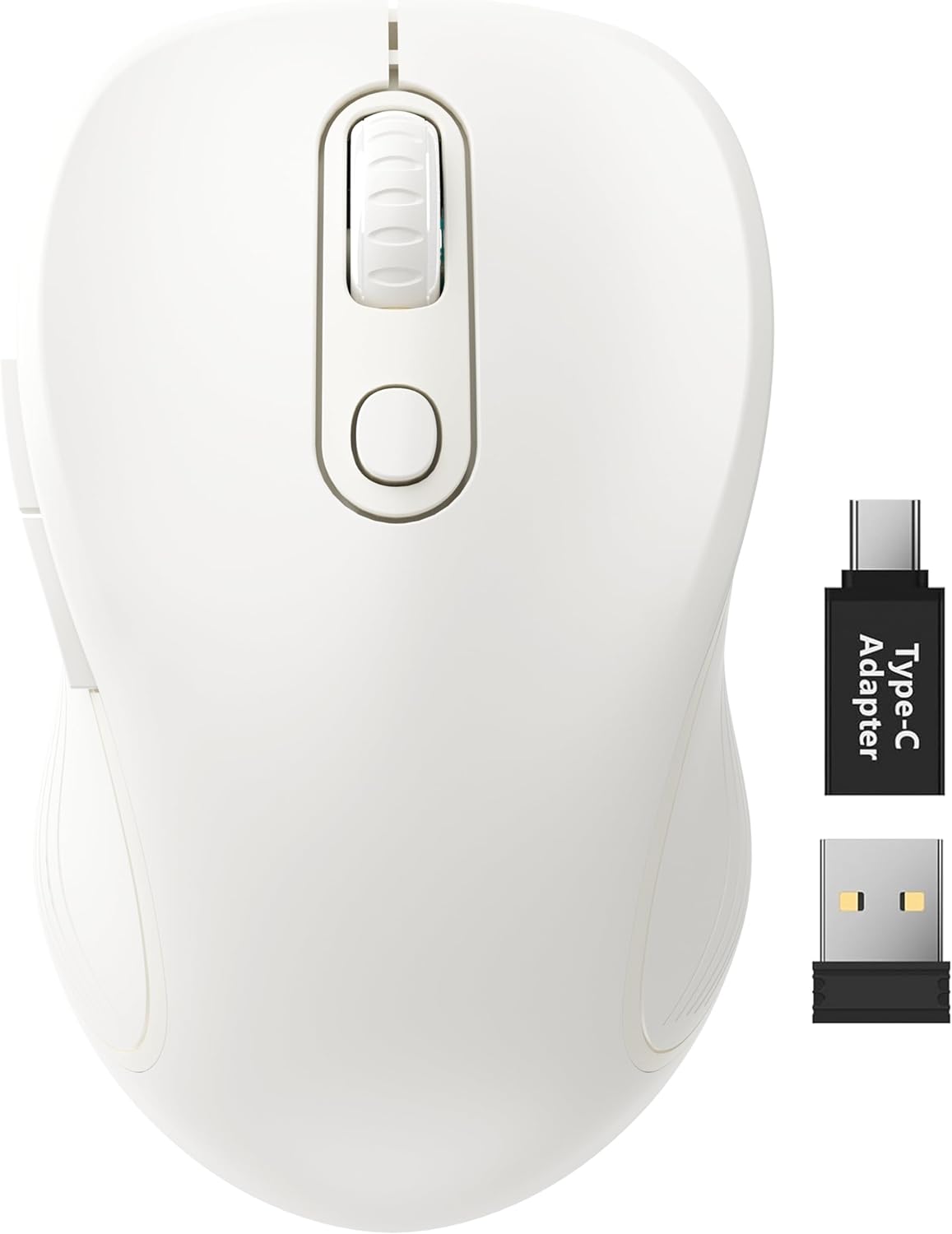 Trueque Wireless Mouse for Laptop, 2.4GHz Ergonomic Computer Mouse with Back & Forward Buttons, 3-Level DPI, 6 Buttons, Optical USB Cordless Mice for Windows Chromebook MacBook PC (Pure White)