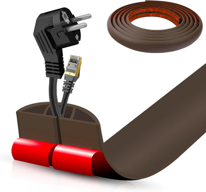 Floor Cord Cover Cable Cavity Self Adhesive Cord Hider Floor 10FT Floor Cable Management Power Cord Protector Floor Electric Cord Covers for Offices, Gym, Exhibitions (CoffeeBrown, 1.97" x 10')