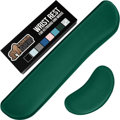 GORILLA GRIP Silky Gel Memory Foam Wrist Rest for Computer Keyboard, Mouse, Ergonomic Design for Typing Pain Relief, Desk Pads Support Hand, Arm, Mousepad Rests, Stain Resistant, 2 Piece, Hunter Green