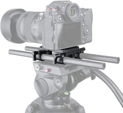 NICEYRIG Tripod Mounting Plate with 15mm Rod Clamp Railblock for Rod Support/DSLR Rig Cage