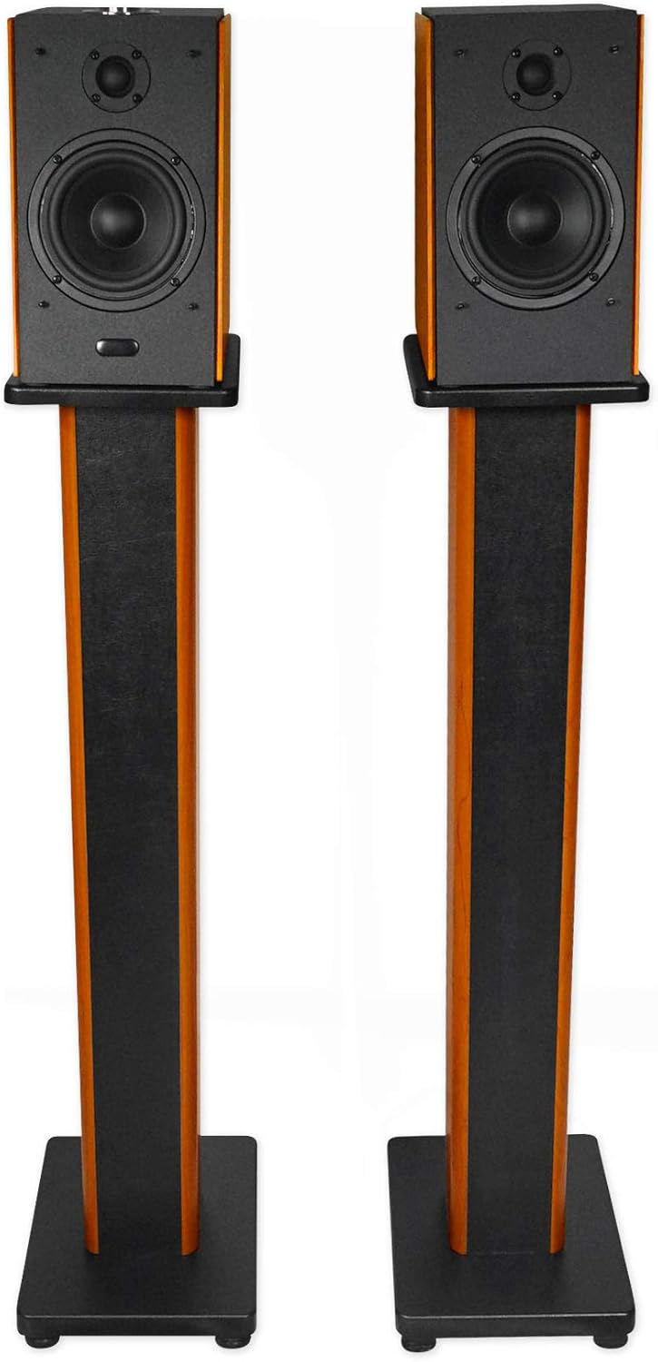 Rockville Pair RHTSC 36-Inch Bookshelf Speaker Stands, Surround Sound, 60 lbs Capacity, Wood Construction, Isolation Pads, Spikes, Sand-Fillable, for Home Theater and Studio Audio