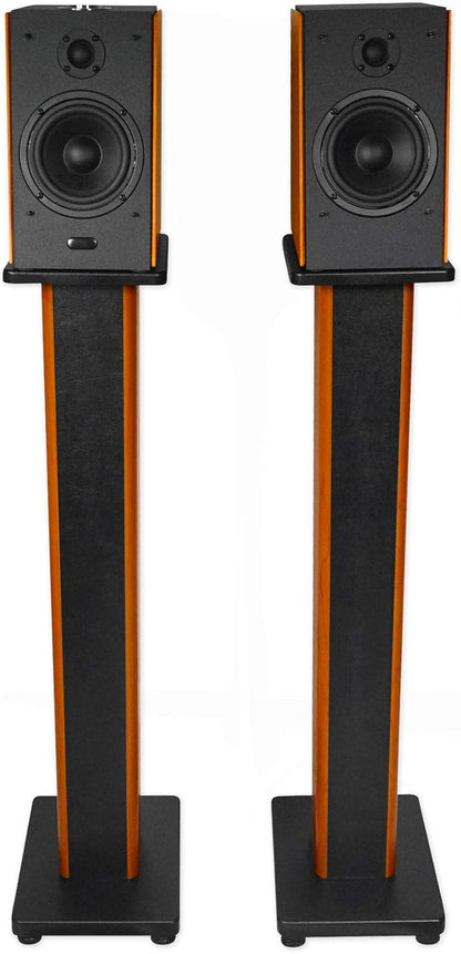 Rockville Pair RHTSC 36-Inch Bookshelf Speaker Stands, Surround Sound, 60 lbs Capacity, Wood Construction, Isolation Pads, Spikes, Sand-Fillable, for Home Theater and Studio Audio