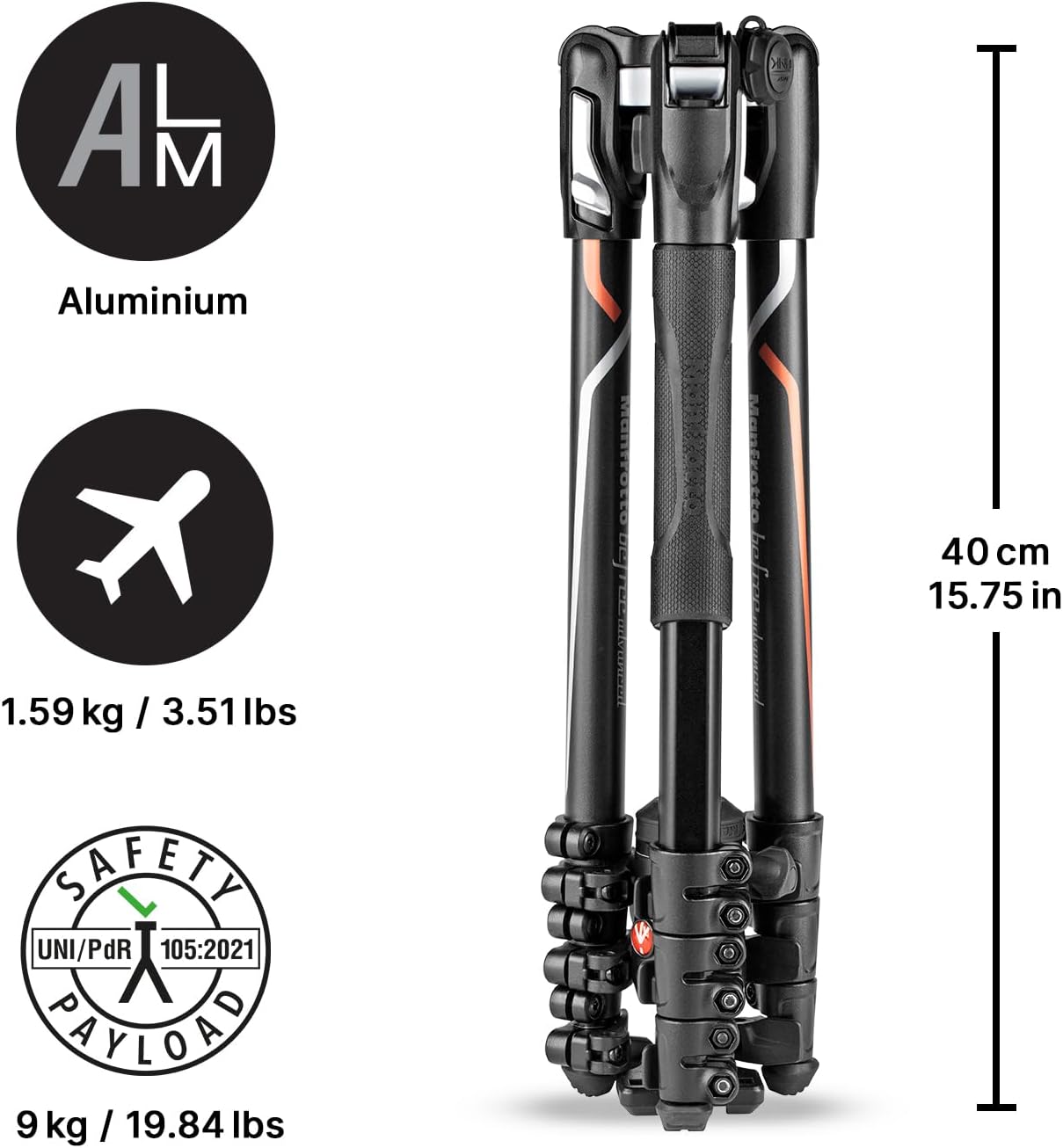 Manfrotto Befree Advanced Camera Tripod Kit Compatible with Sony Alpha7 and Alpha9 Cameras, Tripod Travel Kit with Ball Head and Lever Closure, Aluminium Tripod for Camera Accessories, DSLR,Mirrorless