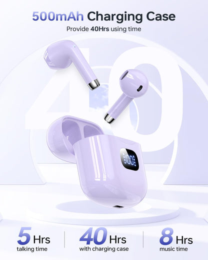Wireless Earbuds Bluetooth 5.3 Ear Buds, Bluetooth Headphones with LED Display Charging Case, IPX7 Waterproof in-Ear Earphones with Mic for Phone Tablet Sports