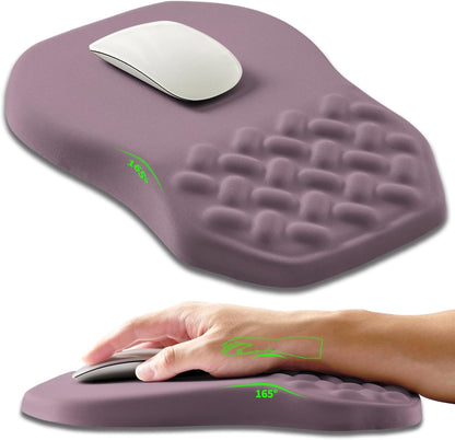 Ergonomic Slope Mouse Pad Wrist Support, Wrist Rest Mousepad for Carpal Tunnel Pain Relief with Massage Bulge and Slow Rebound Memory Foam (12x8 inch, Purple)