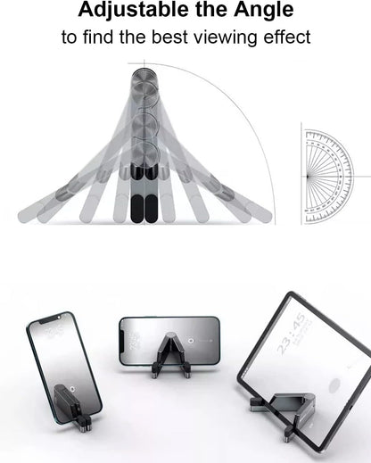 MONEER Cell Phone Stand, Phone Stand for Desk, Foldable & Portable iPhone Stand, Cell Phone Holder Desk Compatible with All Mobile Phone, iPhone, iPad mini, Tablet 4-10.5" (Black)