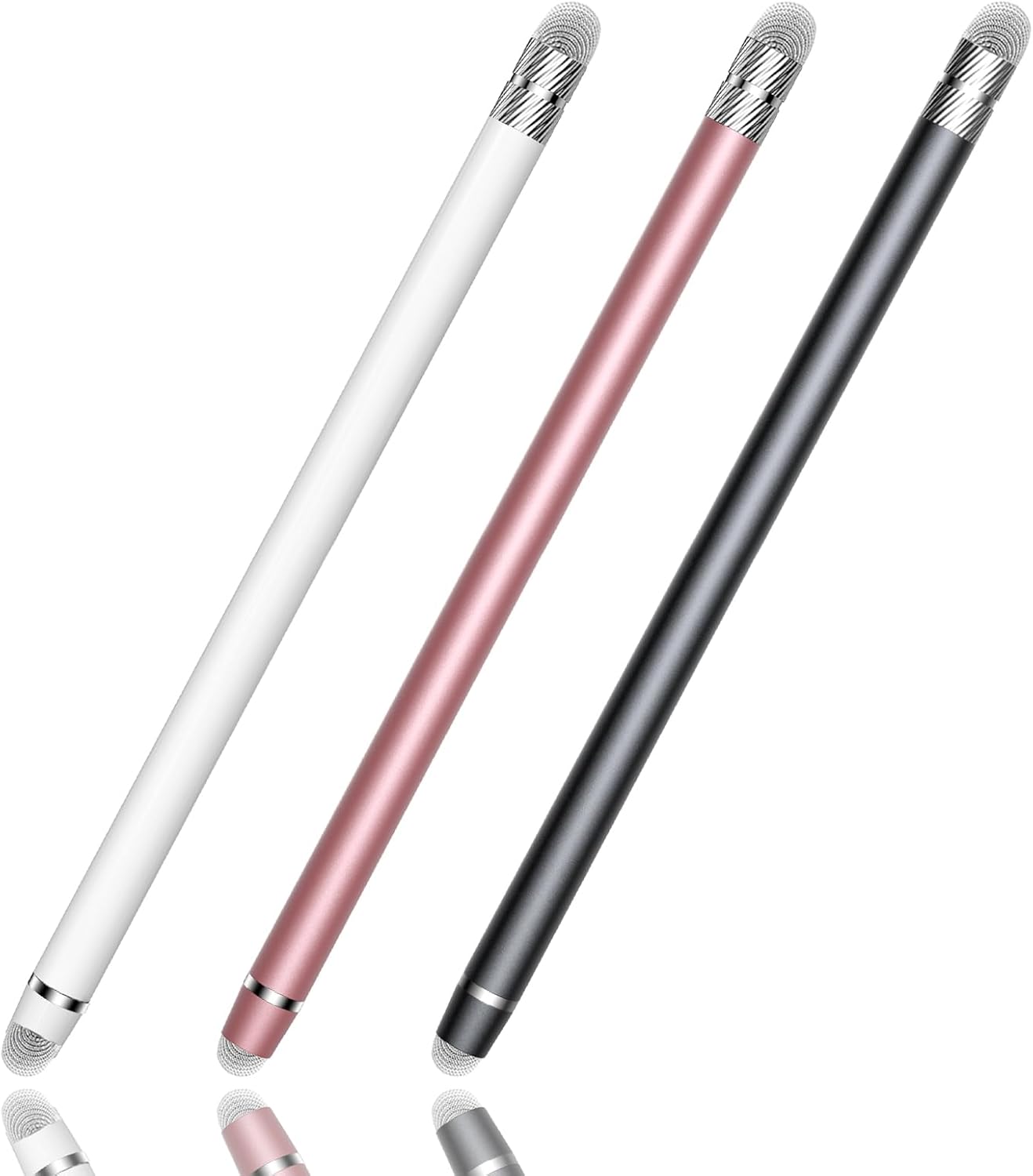 Stylus Pen for Touchscreen,2-in-1 High Sensitivity & Precision Stylus Pen,Suitable for Ipad/iPhone/Android Tablets,Compatible with All Touch Screen Devices(3 Stylus-Black/White/Rose Gold)