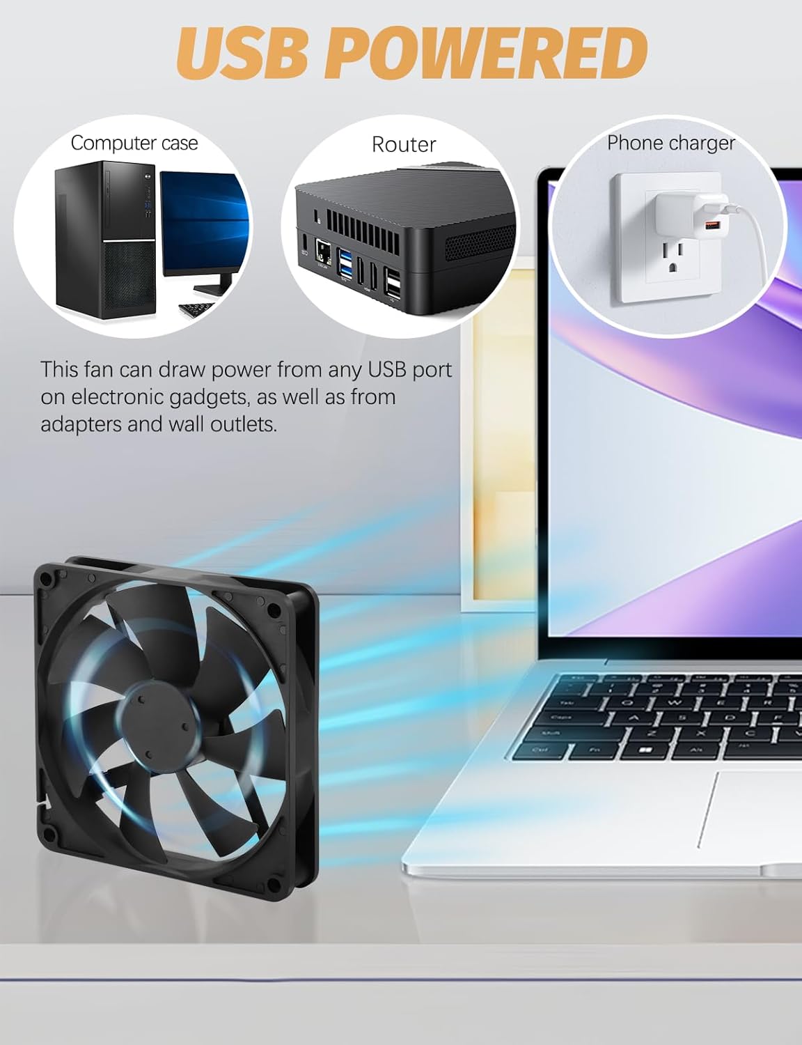 140mm x 25mm USB Computer Fan with 3 Speed Degree 5v PC Cooling Fan for DVR Receiver PlayStation Xbox AV Cabinet