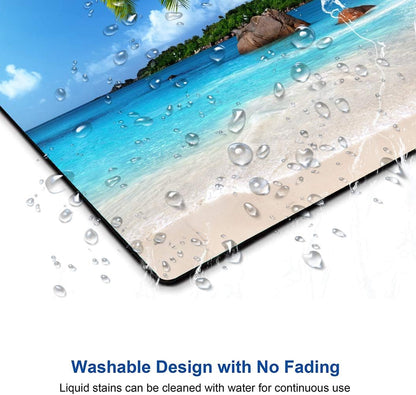 Beach Mouse Pad With Coconut Trees - Gaming Mat, Square Waterproof, Non-Slip Rubber Base for Office, Home, Laptop, Travel - 9.5"x7.9"x0.12" Inch