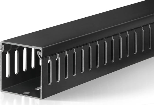 ZhiYo 99in(6X L16.5in) Professional Server Rack Cable Management Raceway, H2in x W2in Cable Raceway Kit, Electrically Safe PVC Open Slot Wire Raceway for Under Desk/Computer/Network Cords, Black