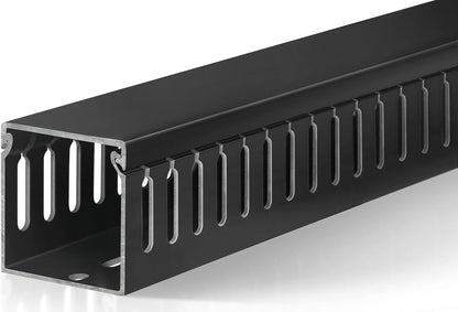 ZhiYo Cable Raceway 78in(2xL39in), Server Rack Cable Management Under Desk Cord Organizer, Electrical Safe PVC Cable Channel Open Slot Wire Raceway for Network/PC/TVs, Wire Duct H2 x W2in Black