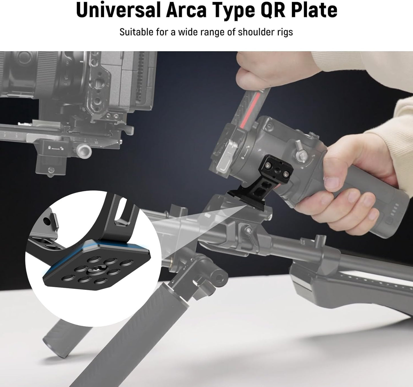 NEEWER Mount Adapter for RS3 & RS4, Arca Type Quick Release Plate with NATO Rail Compatible with DJI RS 3 RS 4 Gimbal Stabilizer Compatible with SmallRig Shoulder Rig V Mount Battery, GA030