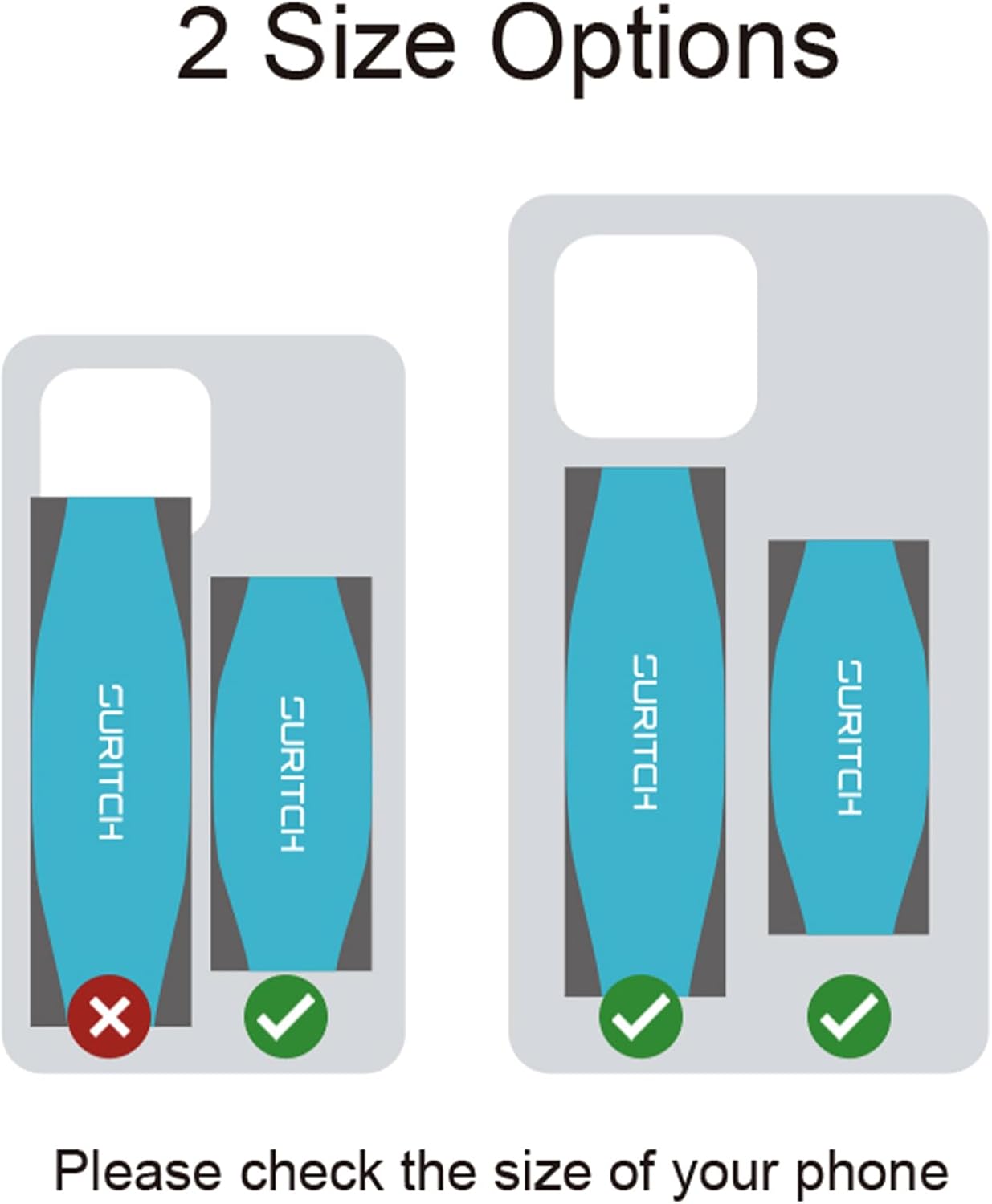 SURITCH Phone Grip Strap Finger Loop Holder for Back of Phone, 2-in-1 Soft Silicone Gripper Kickstand for iPhone Samsung and Most Cell Phone Cases, 3.94" Blue