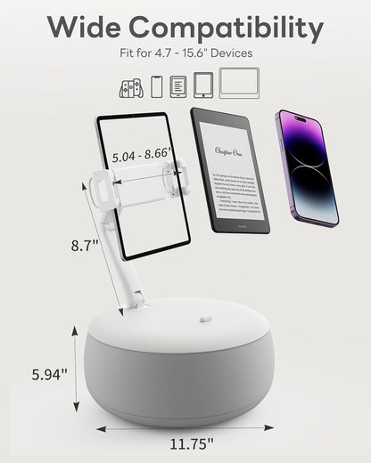 SAIJI Kindle Holder Pillow, Tablet Holder Compatible with 4.7-15.6” Kindle, Phone, Ipad, 360° Adjustable Tablet Stand for Bed with Flexible Dual Axis Arm & Microbead Cushion (Gray)