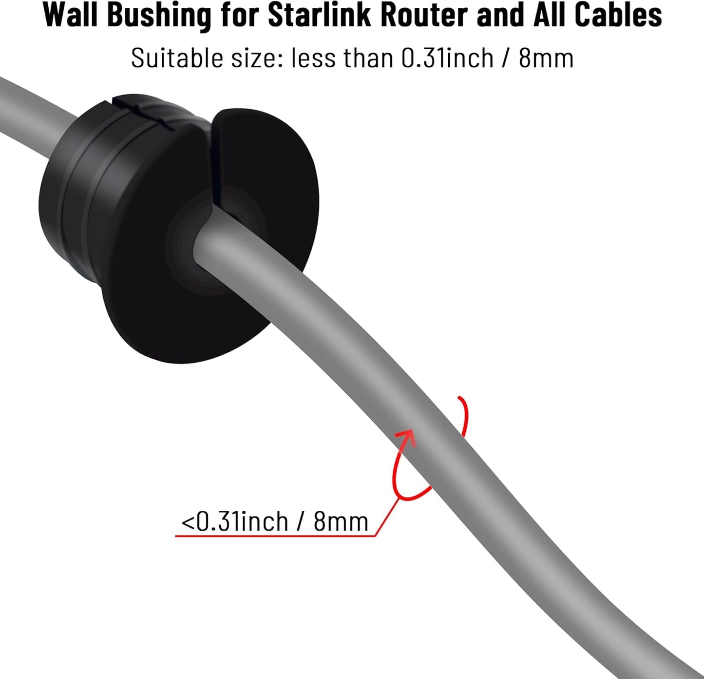 Cable Routing Kit for Starlink for 1 inch Wall Hole, Wall Bushing Grommet, Starlink Accessories, Silicone Cable Wall Pass, Starlink Anti-Slip Wall Grommets for Cables (1 inch) 2 Pcs (Pack of 2)