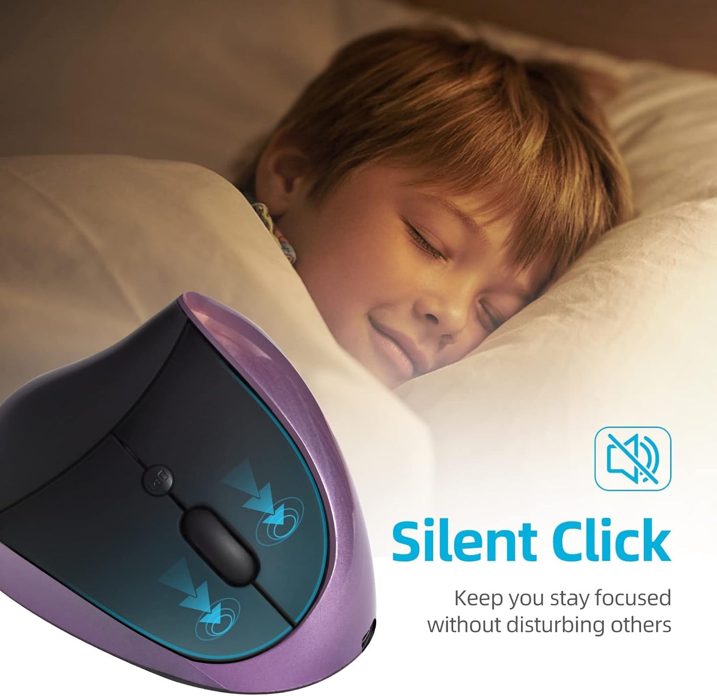 Ergonomic Mouse Wireless, Vertical Mouse Right Handed Small Mouse with 6 Buttons 1000/1200/1600 for Laptop,Desktop,PC, MacBook（Purple AA）