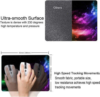 Mouse Pad, Gaming Mouse Pad, Galaxy Mouse Pad, Aurora Light Pattern Green and Purple Design Mouse Pads, Square Waterproof Mouse Pad Non-Slip Rubber Base MousePads for Office Home Laptop Travel