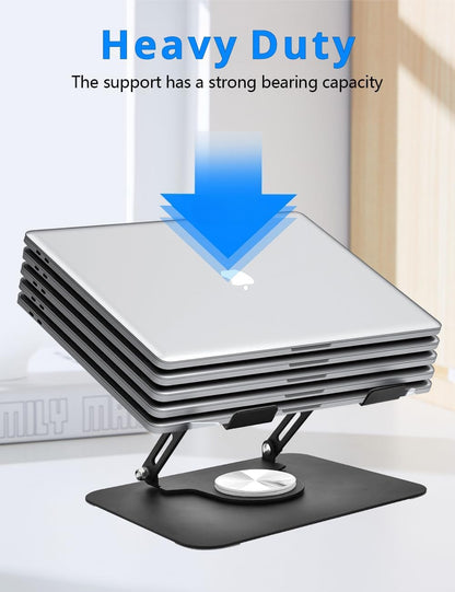 Laptop Stand for Desk, Adjustable Computer Stand with 360° Rotating Base, Laptop Riser Compatible with MacBook Air/Pro, Dell, HP, Lenovo and All 10-17'' Laptops