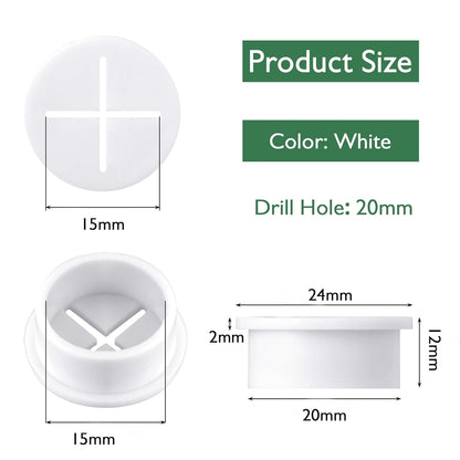 20Pcs Desk Grommet, 3/4" (20mm) White Silicone Cord Hole Cover, Flexible Rubber Wire Grommets, Wall Grommets for Cables Management, Table, Countertop, Cabinets and Furnitures Wire Organizer
