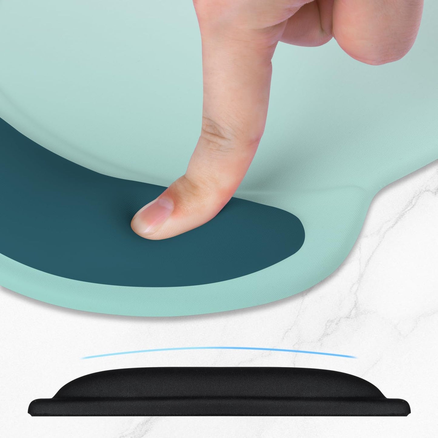 ITNRSIIET Ergonomic Mouse Pad with Comfort Gel Wrist Rest, Non-Slip PU Base, Smooth Textured Surface, Reduces Hand Fatigue & Wrist Pain, 8.7 x 7.2 Inch for Office Gaming Home, Light Green to White