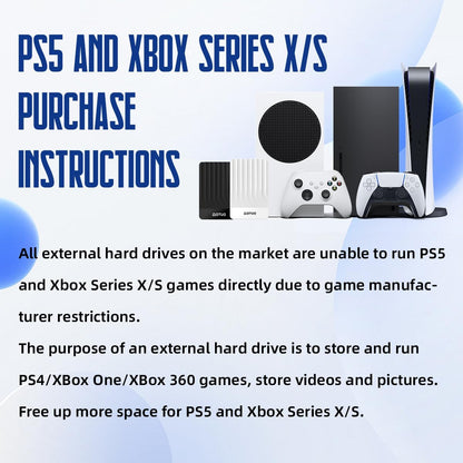 Portable External Hard Drive Storage Expansion Mobile HDD USB 3.0 for PC, Mac, Desktop, Laptop, PS4, PS5, Xbox One X/S, Xbox 360, Xbox Series X/S, Office & Game (Blue, 500GB)