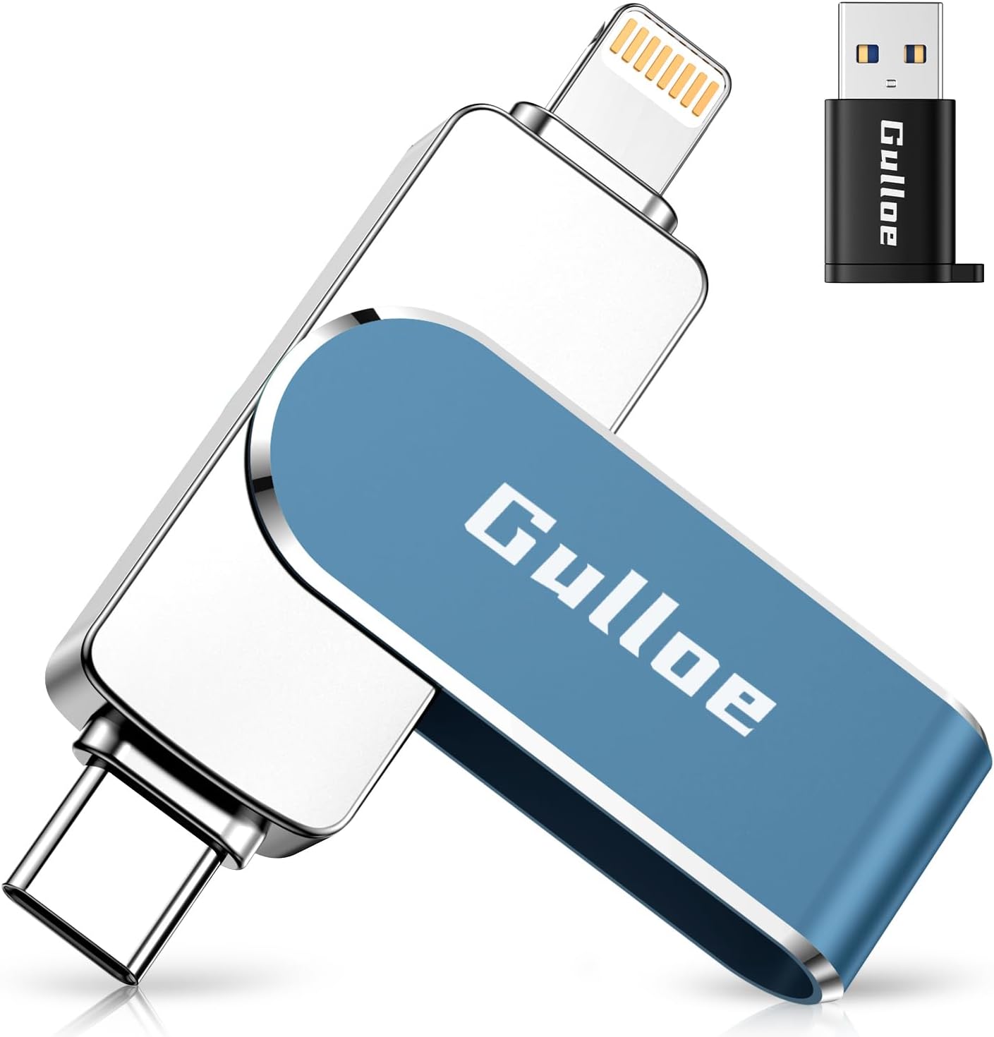 Gulloe 512GB Flash Drive Intended for iPhone, Memory Stick Storage for Photos and Videos Backup, Compatible with iPhone iPad Android PC, Plug and Play, No Application Required (Navy Blue)