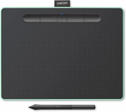 Wacom Intuos Medium Bluetooth Graphics Drawing Tablet, Portable for Teachers, Students and Creators, 4 Customizable ExpressKeys, Compatible with Chromebook Mac OS Android and Windows - Pistachio