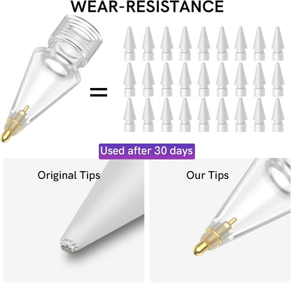 Delidigi 3 Pack Replacement Tips Compatible with Apple Pencil Pro/2nd Generation/1st Gen/USB C, Wear-Resistant iPencil Nibs Accessories Fine Point Precise Control Pen Like Tips