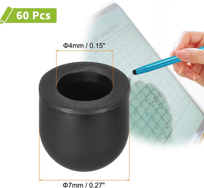 MECCANIXITY 60Pcs Replacement Stylus Pen Tips 7mm Conductive Capacitive Touch Screen Pens Tips Silicone Rubber, Black