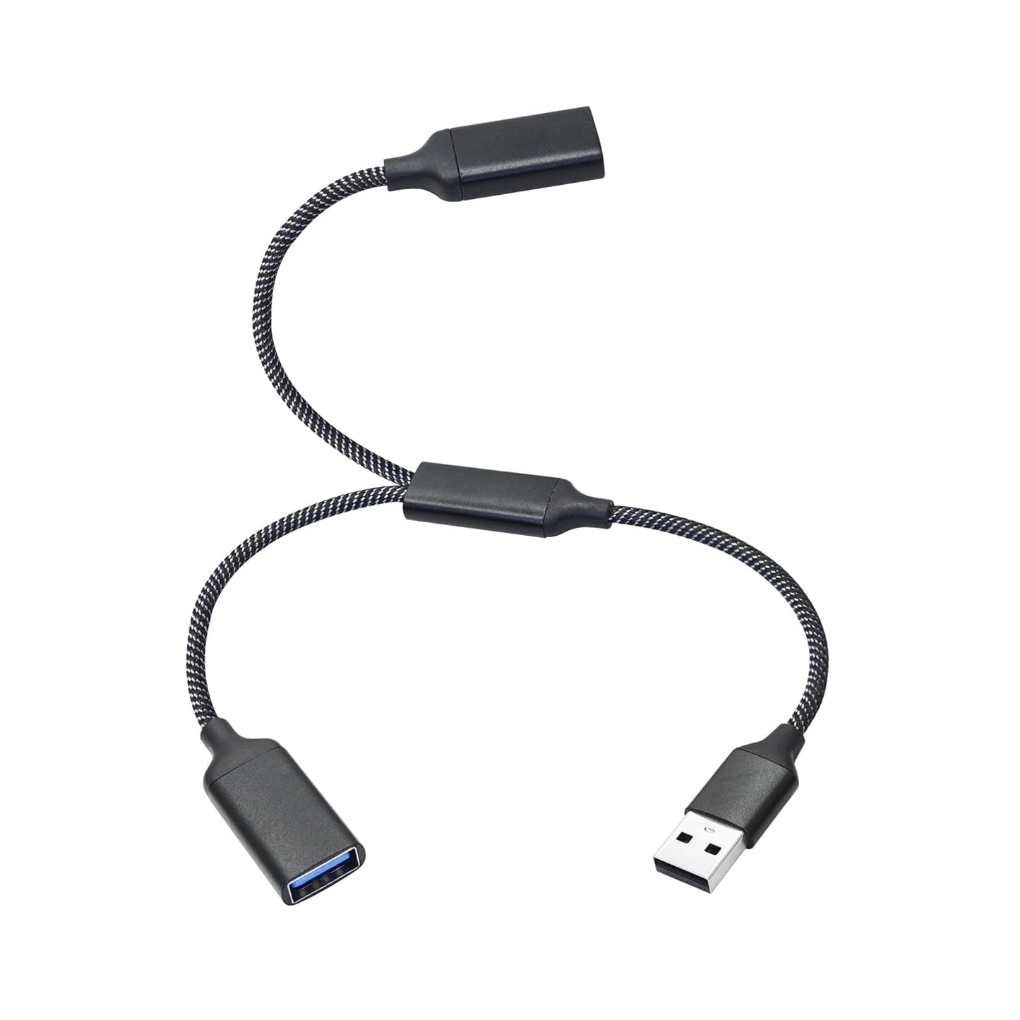 USB Splitter Cable 1FT, USB A Male to Dual USB A Female Y Splitter Adapter 1 in 2 Out, Power & Data with OTG Function Intelligent Chip, for Smartphone, Laptop, Car etc