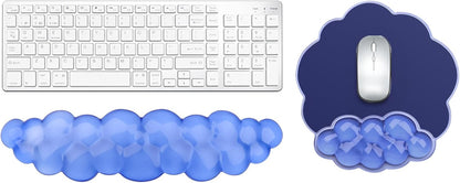Gel Cloud Keyboard and Mouse Wrist Rest, Cute Wrist Support and Arm Support Rest for Typing Pain Relief，Suitable for Office/Computer/Laptop/Gaming Set-Blue