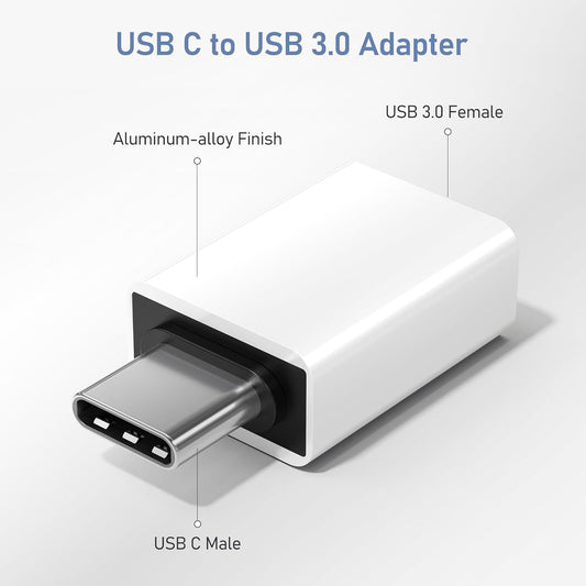Basesailor USB C to USB Adapter 3Pack,USB C Male to USB A 3.0 Female Adapter,Type C Thunderbolt 4 OTG Converter for Apple MacBook Pro,Mac Book,iPad,Microsoft Surface Go,Samsung Galaxy S25,iPhone 17 16