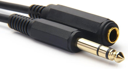 Disino 1/4 Inch Male to Female Stereo Extension Cable Gold Plated Quarter inch Headphone Extension Cable Cord- 6FT/1.8 Meters