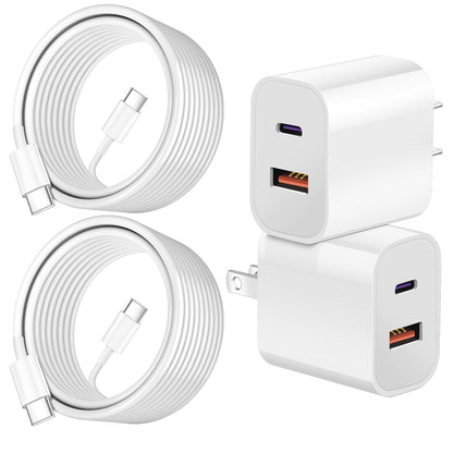 Dual Port A/C Charger for iPhone 16 15,Double A/C iPhone 16 15 Charger Fast Charging Block,2Pack Quick USB C Chargers Fasr Charging 6FT Type C Cable foriPhone 16/16 Pro Max/16e/15 Plus/15 Pro,iPad Pro