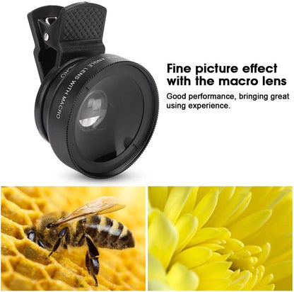 Cell Phone Lens Attachment, 2 in 1 Clip-on Mobile Phone 0.45X Wide Angle + 12.5X Macro Lens HD for Smartphone Close-up Shooting Accessories