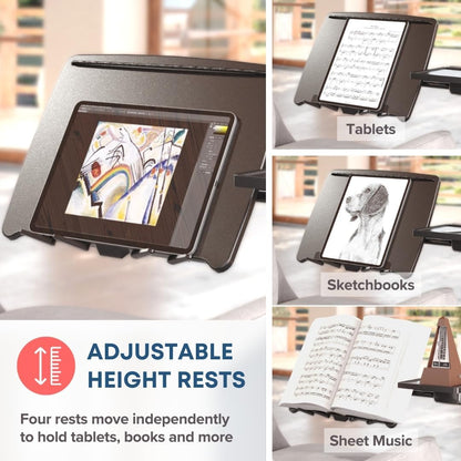 LEVO G2 Deluxe Adjustable Laptop Stand – Rolling Computer Desk & Ergonomic Table for Bed, Sofa, or Office – Portable Mobile Workstation with Tilt – Fits Devices up to 16″ - Charcoal & Black