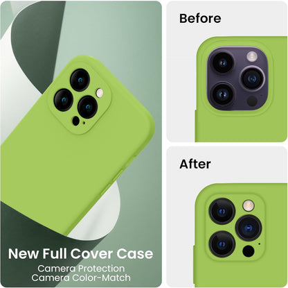 FireNova for iPhone 14 Pro Case, Silicone Upgraded [Camera Protection] Phone Case with [2 Screen Protectors], Soft Anti-Scratch Microfiber Lining Inside, 6.1 inch, Sprout Green