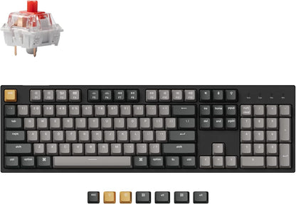 Keychron C2 Pro Wired Custom Mechanical Keyboard Full Size Layout QMK/VIA Programmable Macro White Backlit with Keychron K Pro Red Switch OEM Profile Double-Shot PBT Keycaps for Mac Windows Linux