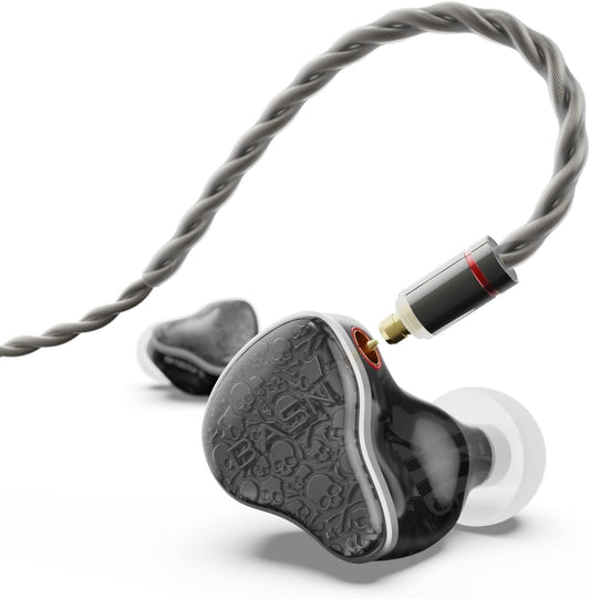 BASN Bmaster5 in Ear Monitors, 1DLC Diaphragm+4BA 5 Drivers Drummers Headphones with Silver-Plated OFC Cable, Noise Isolation IEM Earbuds for Musicians (Midnight Black)