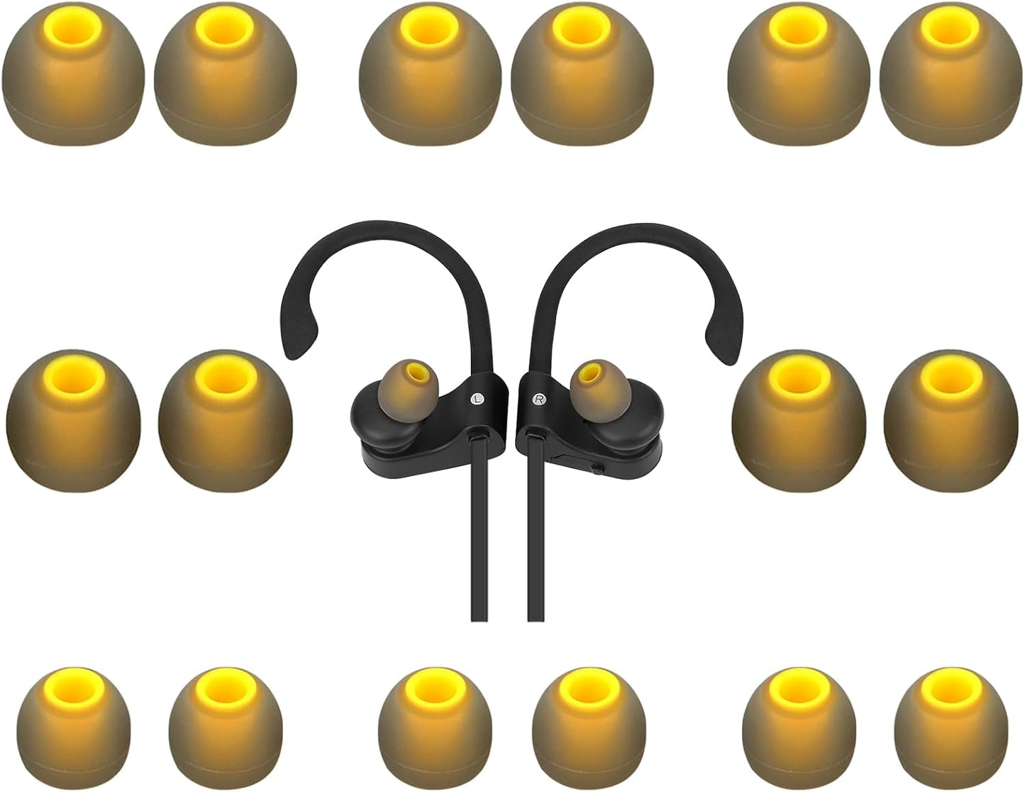 Replacement Earbud Tips Soft Anti Slip Washable and Reusable Silicone Fit Most In-Ear Earbuds (Inner Hole 3.8mm-5.1mm) 18pcs S M L