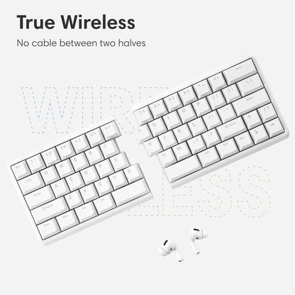 Wireless Ergonomic Split Mechanical Keyboard - Linear, Hot-Swappable, Compact 60% Layout, Programmable for Mac & Windows, PBT Keycaps(Standard Version)