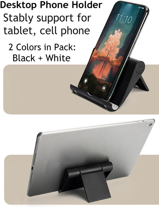 Adjustable Foldable Cell Phone Stand for Desk, Compatible with Most Smartphones and Tablets, Fits Devices up to 10 Pounds