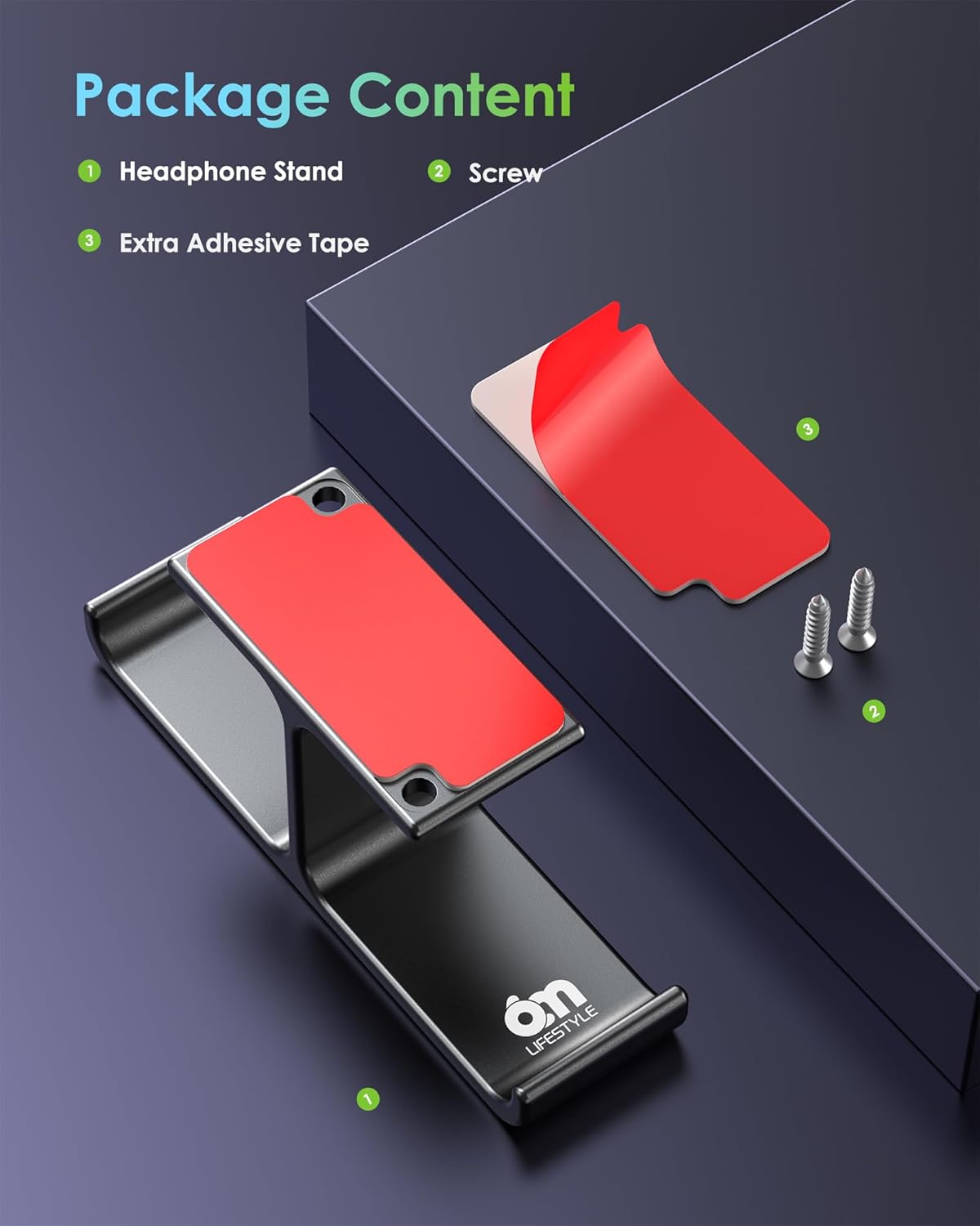 All Aluminum Headset & Headphone Stand Hanger Under Desk Headphone Holder Hook with Strong Adhesive & Screws, Desk Accessories for PC Gaming Headset Holder Mount, Office Table Shelf Storage,Bag Hooks